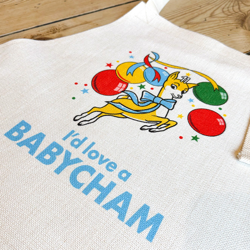 Babycham Limited Edition nostalgic deer design Apron with 'I'd love a Babycham' slogan