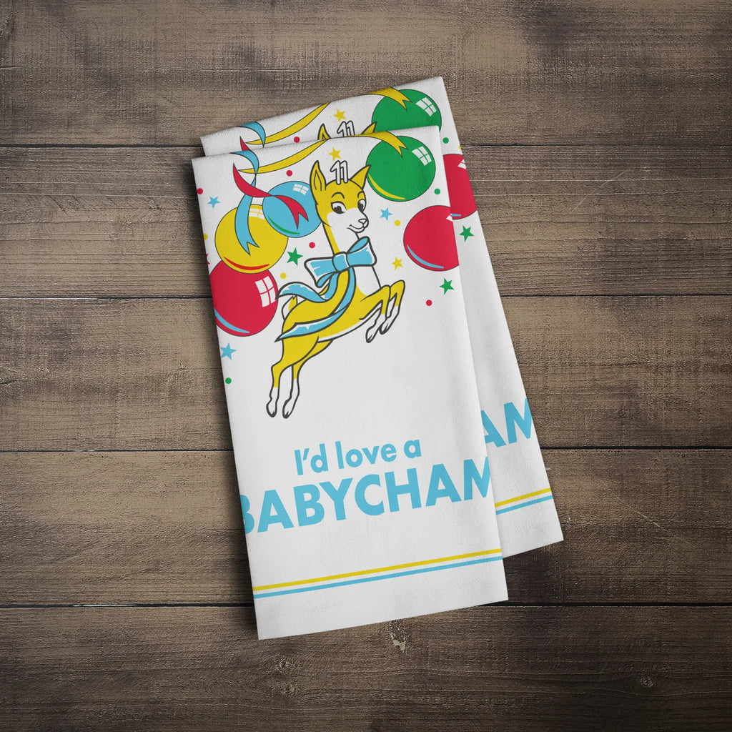 Folded Official Babycham Tea Towels